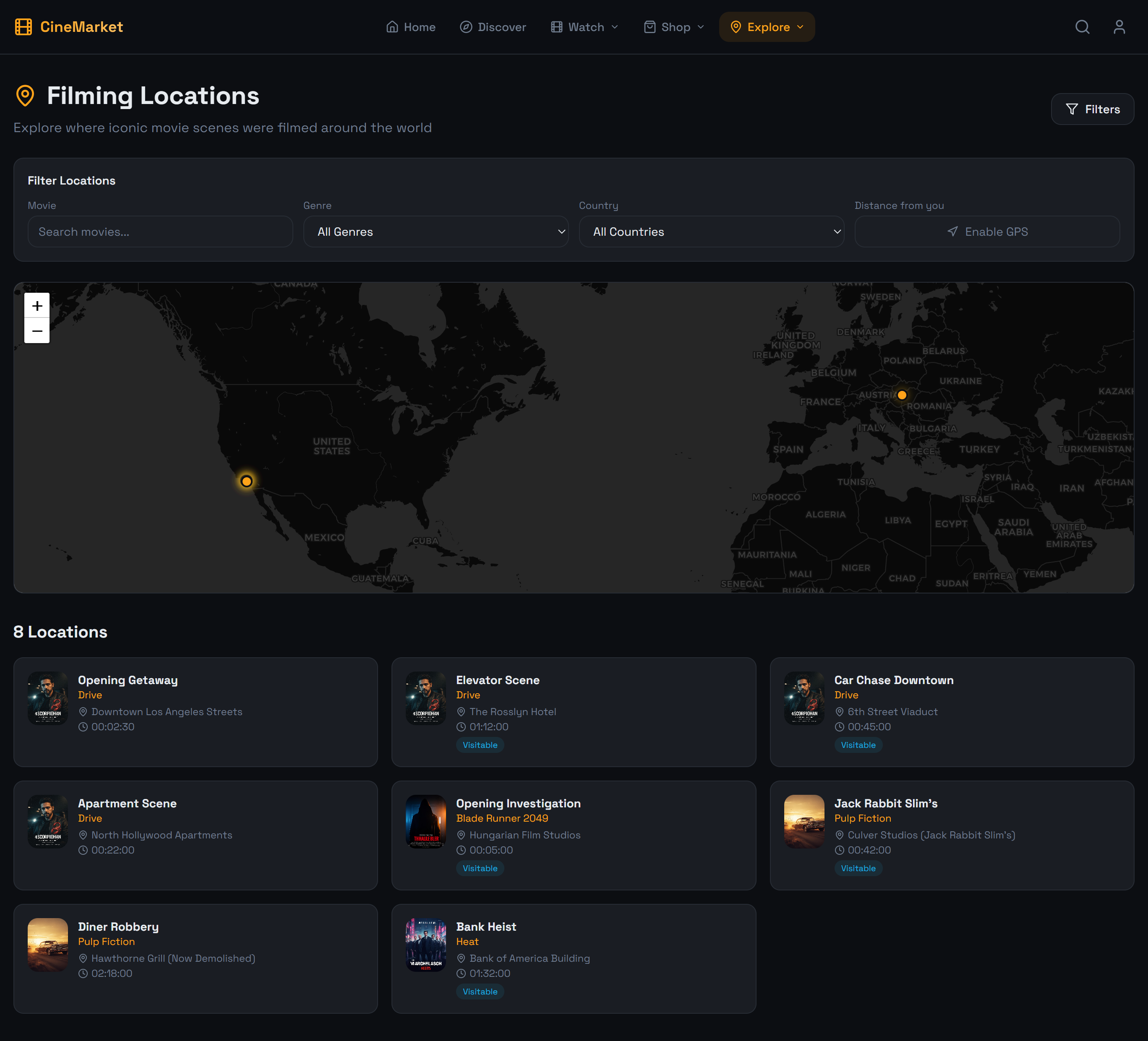 Filming Locations Map