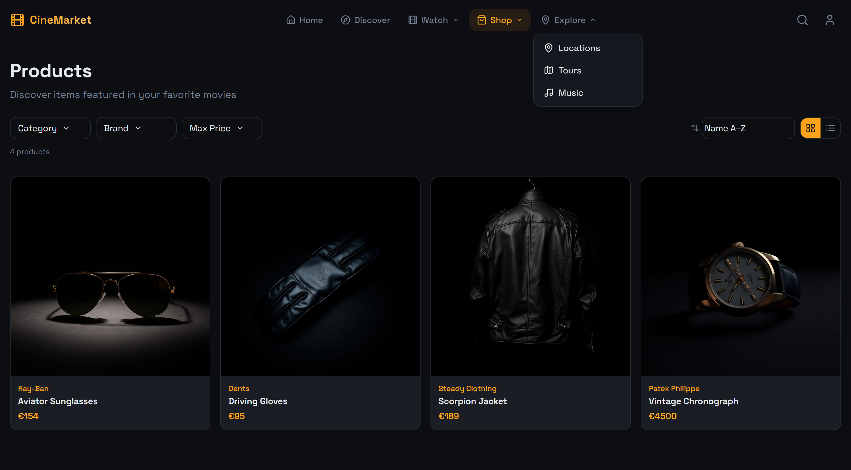 Shop — Products from Scenes